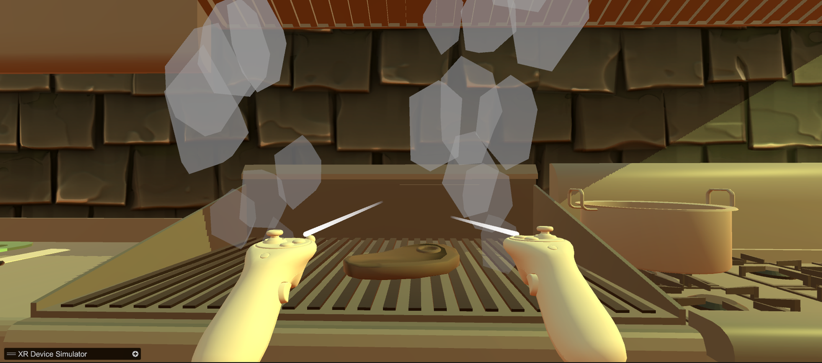 During cooking activities, ingredients respond dynamically to user actions, providing immediate visual feedback. For example, steak changes colour from pink to brown as it cooks, helping users understand cooking progress and creating a more engaging and realistic experience.