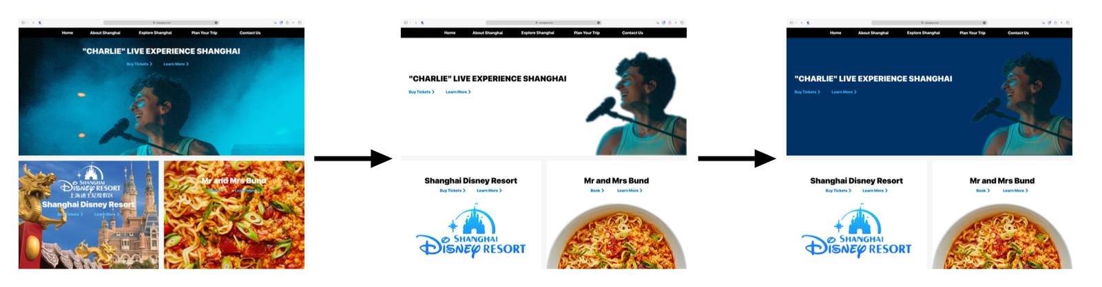 Multiple interface iterations refined spacing, typography, and content organisation to improve consistency across the browsing experience.
