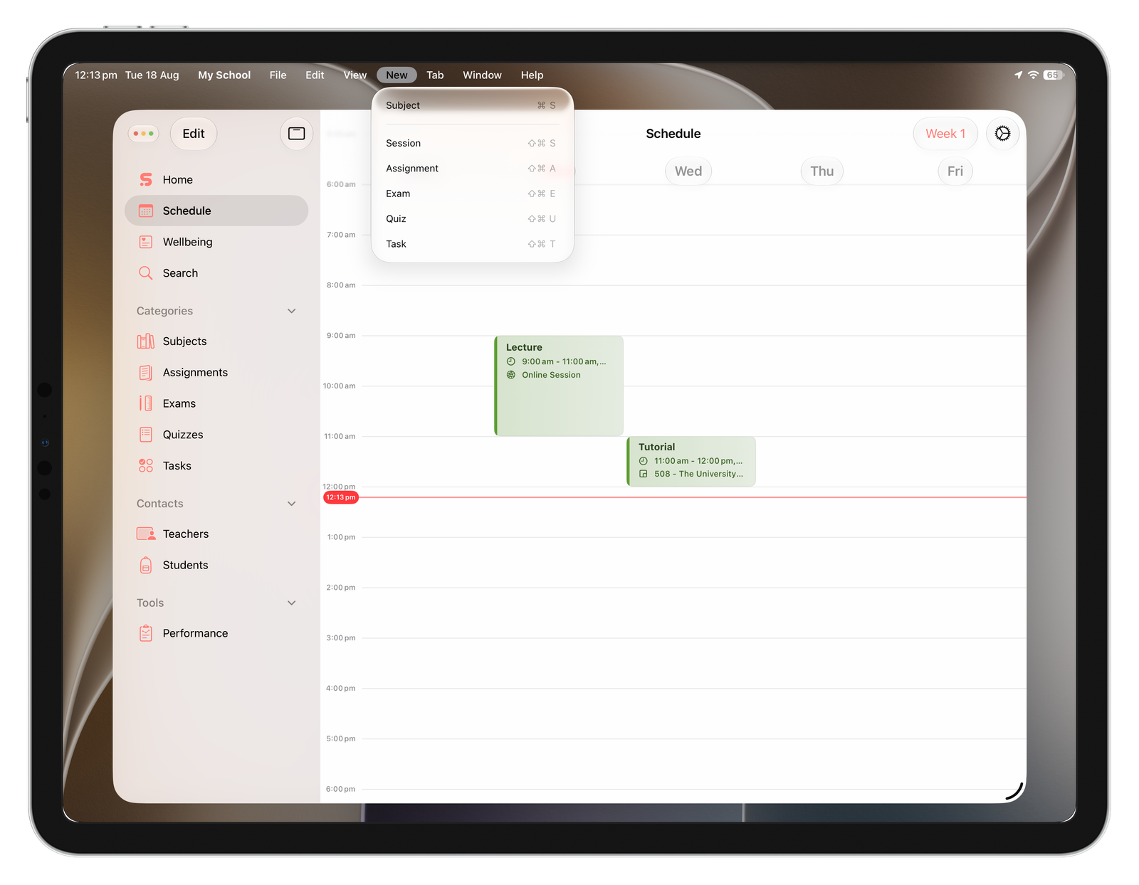 The iPad experience extends beyond a larger screen, introducing desktop-class interactions such as menu commands, keyboard shortcuts, and a persistent sidebar.